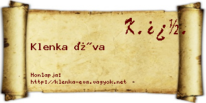 Klenka Éva névjegykártya